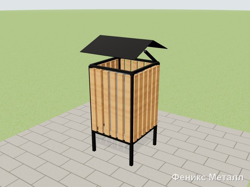 Урна с деревянными ламелями 60 л BL02
