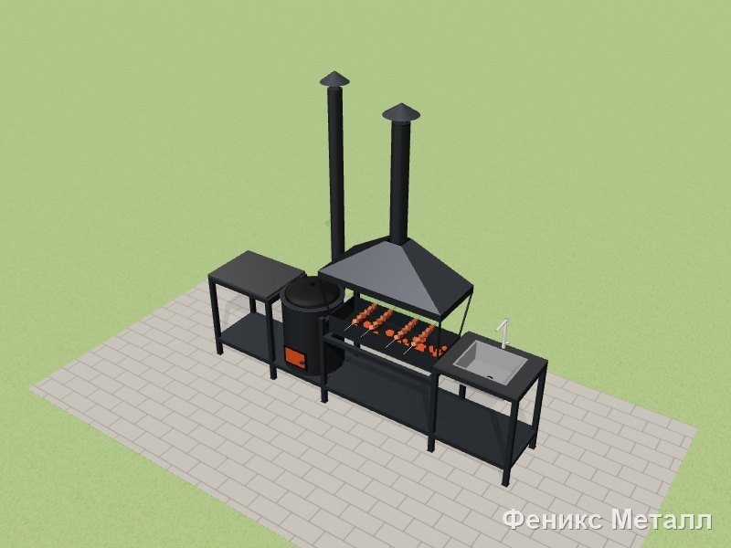 Остров с зонтом и мойкой MK14